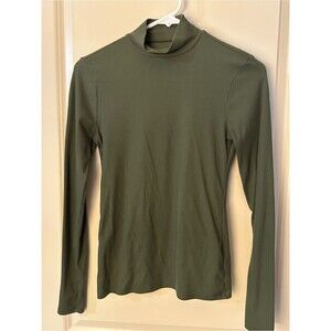 No Boundaries Olive Ribbed Mock Neck Long Sleeve Top Women’s Sz Small